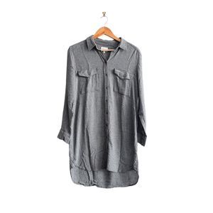 Wilfred Free Womens Oversized Shirt Dress Long Sleeve High Low Gray Medium